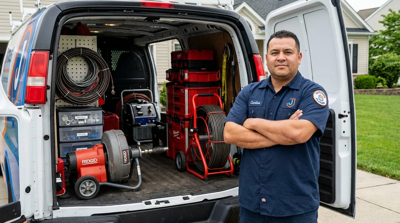 Professional drain cleaning equipment and Johns Plumbing LLC plumber in Belington
