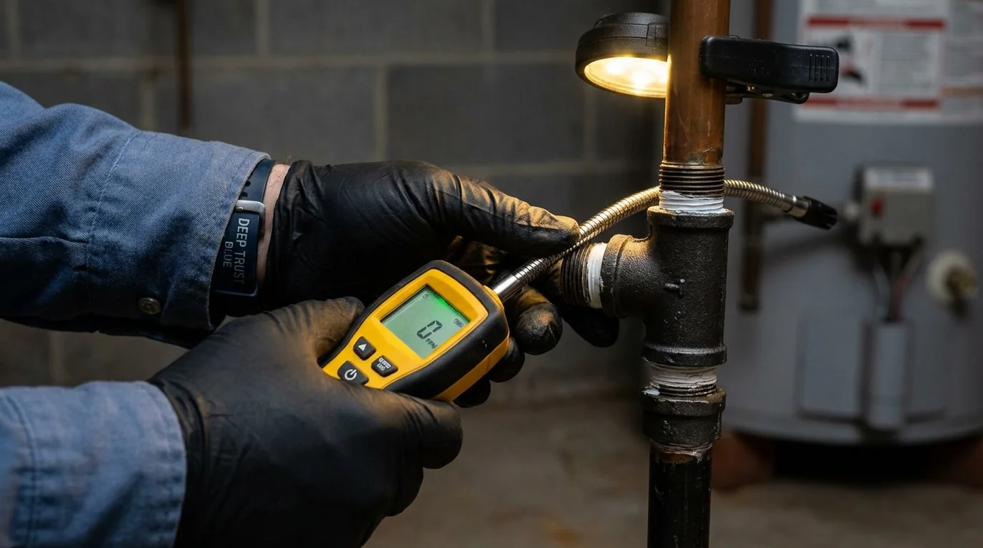 Gas leak detection with electronic sniffer by Johns Plumbing LLC in Belington