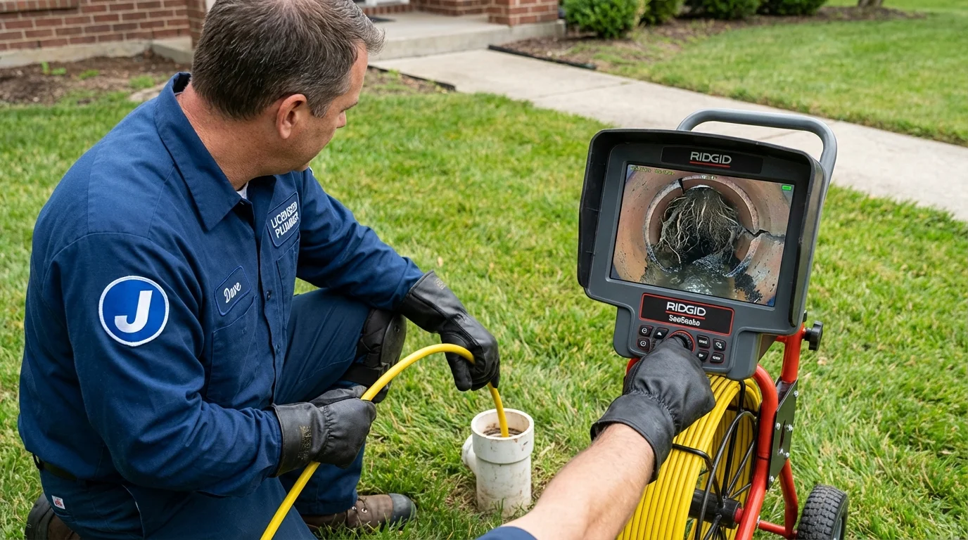 Sewer camera inspection being performed by Johns Plumbing LLC in Belington