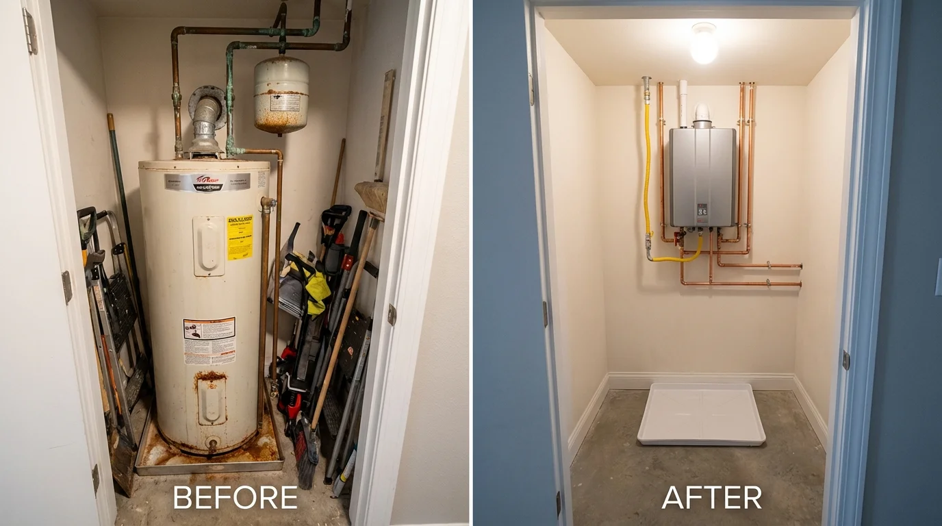 Tank water heater versus wall-mounted tankless unit comparison for Belington, WV homeowners